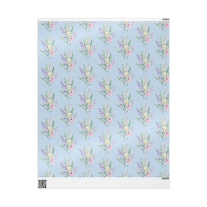 Blue Floral Wrapping Paper, Beautiful Gift Wrap for Birthdays, Holidays, Baby Showers, Weddings, Special Occasions