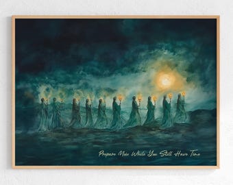 Gleichnis von zehn Jungfrauen Kunst druckbare, zehn Jungfrauen Wandkunst, Das Gleichnis von den 10 Jungfrauen Poster und druckbare Karte, Bibel Vers Wanddekoration
