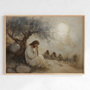 Jesus in Gethsemane Print, Christ in Gethsemane Wall Art, Jesus in The Garden of Gethsemane Poster, Jesus Praying in The Garden Wall Decor