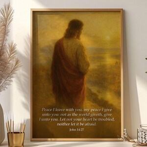 John 14:27 Wall Art, Peace I leave With You Print, Bible Verse Poster, Scripture Decor for Christian Home