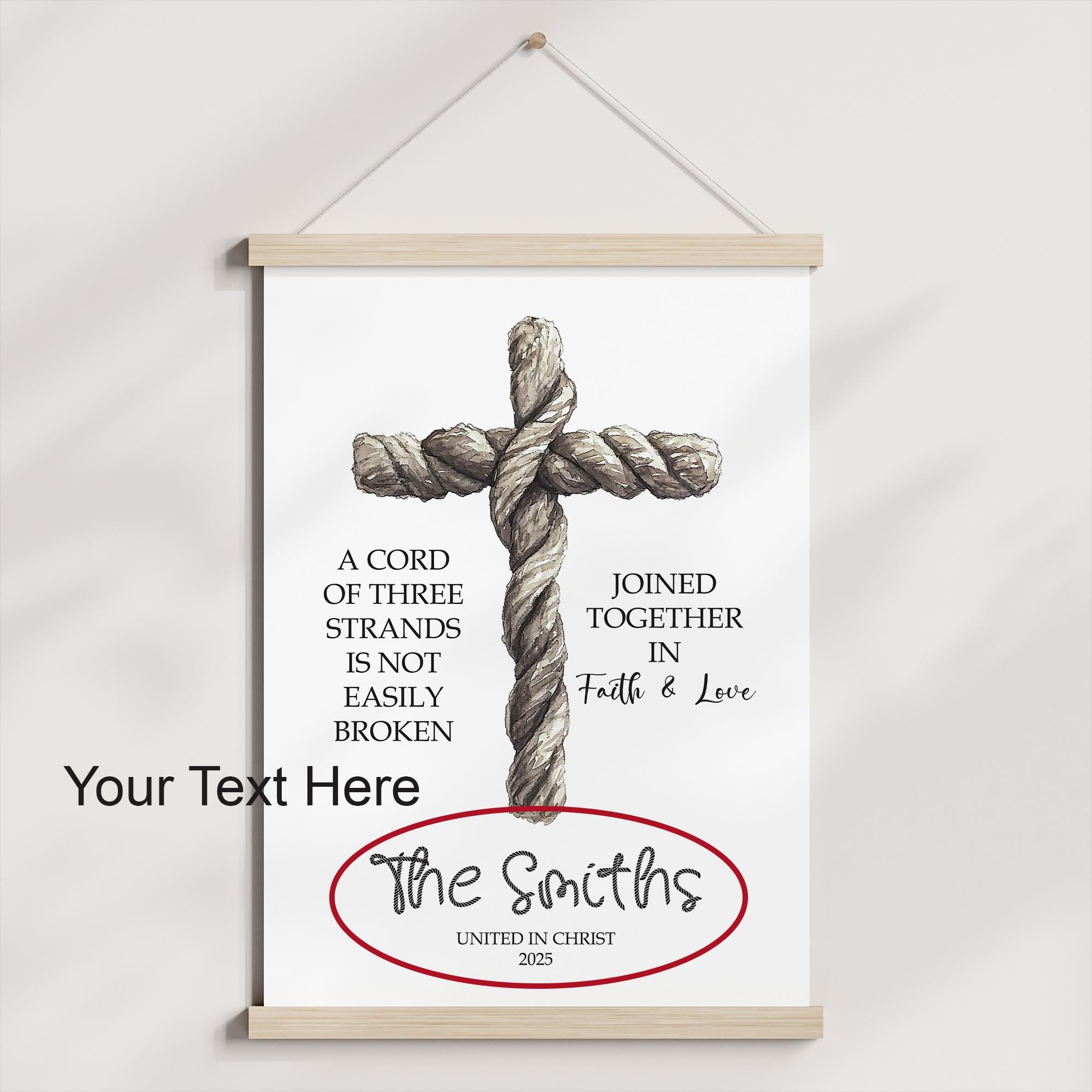 Three String Cord Scripture A Cord of Three Strands Bible Verse, Custom Christian Wedding Digital ...