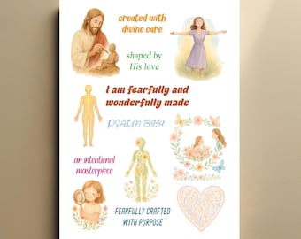 Psalm 139:14 Sticker, I Am Fearfully and Wonderfully Made Stickers Printable, Bible Journaling Stickers, Christian Bible Journal Stickers