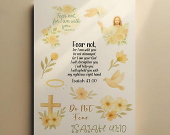 Isaiah 41:10 Sticker, Fear Not Stickers, Fear Not For I Am With You Printable, Bible Journaling Stickers, Christian Bible Journal Stickers