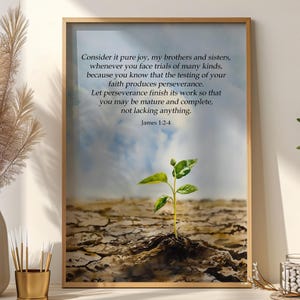 James 1:2-4 Print, Consider It Pure Joy Bible Verse Wall Art, Christian Scripture Poster, Bible Motivational Quote Printable, Bible Inspired