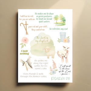 Psalm 23 Stickers, The Lord is My Shepherd Bible Scripture, Bible Journaling Stickers, Psalm 23:1-4 Christian Bible Journal Stickers