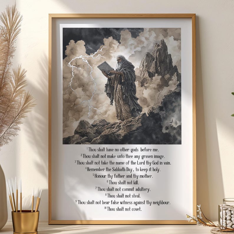 Ten Commandments Detailed Ten Commandments Poster: Christian Bible Verse Wall Art (digital ...