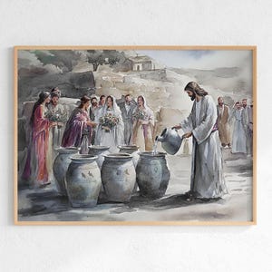 Wedding at Cana, The Wedding at Cana Art Print, John 2:1 Abstract Wall Art, Marriage at Cana Bible Poster Jesus The First Miracle Wall Decor