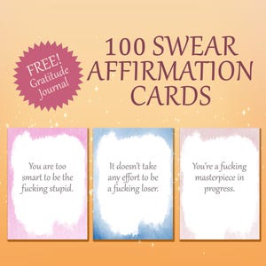 Tarjetas de afirmaciones con palabrotas, baraja de cartas con palabrotas motivacionales, tarjetas de afirmaciones con frases positivas para imprimir como regalo, tarjetas de salud mental