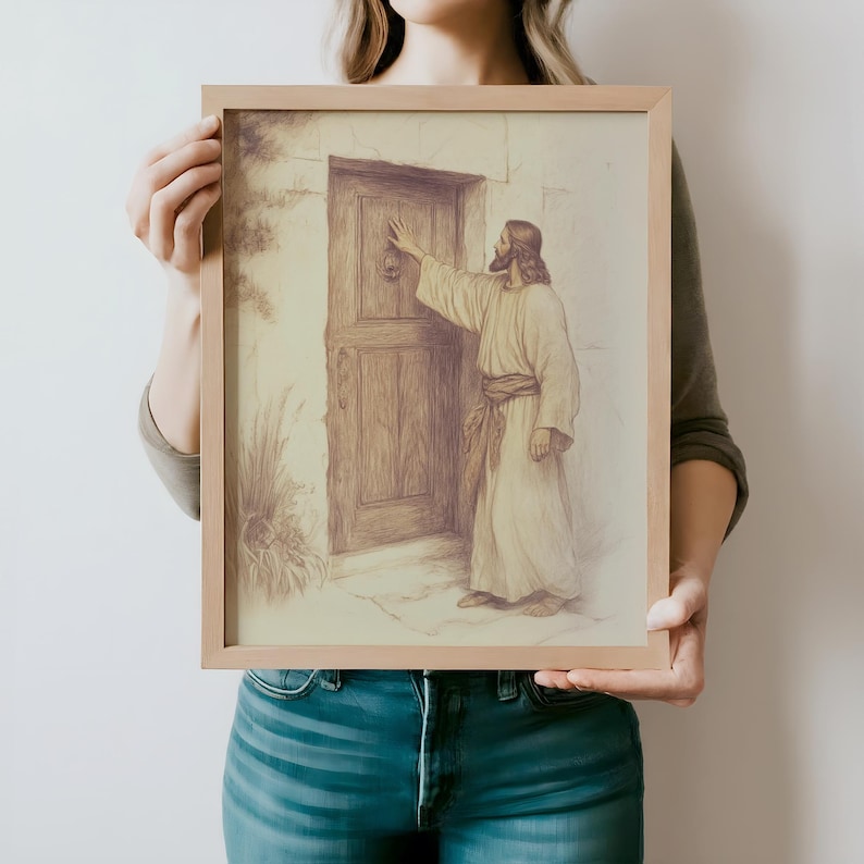 Jesus Knocking at the Door, I Stand at the Door and Knock Print ...