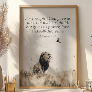 2 Timothy 1:7 Bible Verse Print, For The Spirit God Gave Us Does Not Make Us Timid Wall Art, Christian Scripture Poster Printable, Bible Art