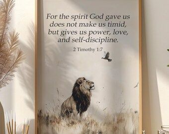 2 Timothy 1:7 Bible Verse Print, For The Spirit God Gave Us Does Not Make Us Timid Wall Art, Christian Scripture Poster Printable, Bible Art