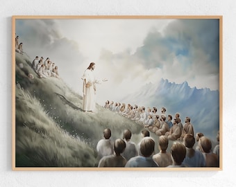 Sermon on the Mount Watercolor Print: Christian Scripture Bible Verse Art (Digital Download)