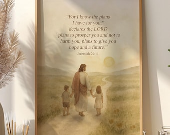For I Know The Plans kunst aan de muur, Jeremia 29:11 print, bijbelvers Hope and A Future wanddecoratie, schriftkunstposter, christelijk interieur