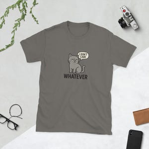 Grumpy Cat T-Shirt – Funny Sarcastic “I Don’t Care” Tee for Cat Lovers & Introverts – Whatever Mood Shirt