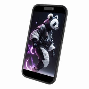 Art Numérique Panda Streetwear Néon / Impression Digitale Futuriste / Décoration Murale Cyberpunk / Téléchargement Instantané