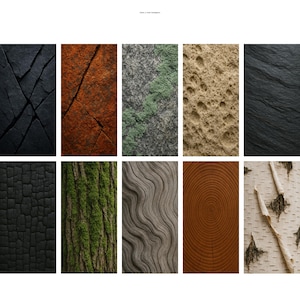 Stone + Wood Texture Phone Wallpapers – 10 High-Resolution Organic Backgrounds | Digital Download for iPhone & Android | Nature Texture Set