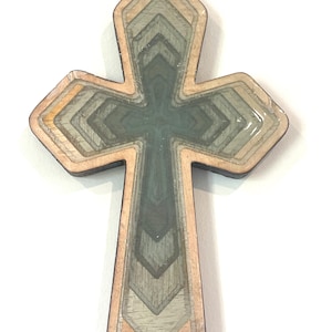 Green Handmade Epoxy Wood Cross | Carved Wall Art | Christian Crucifix | Religious Home Decor | Baptism Gift | Faith Sign
