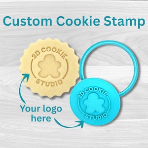 Logo Personalized Cookie Stamp and Cutter - Embosser | Round or Scalloped Shape