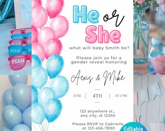 Gender Reveal Digital Download Invtiation | Instant Download | Balloon Themed Gender Reveal | Gender Reveal Party | Printable Gender Reveal