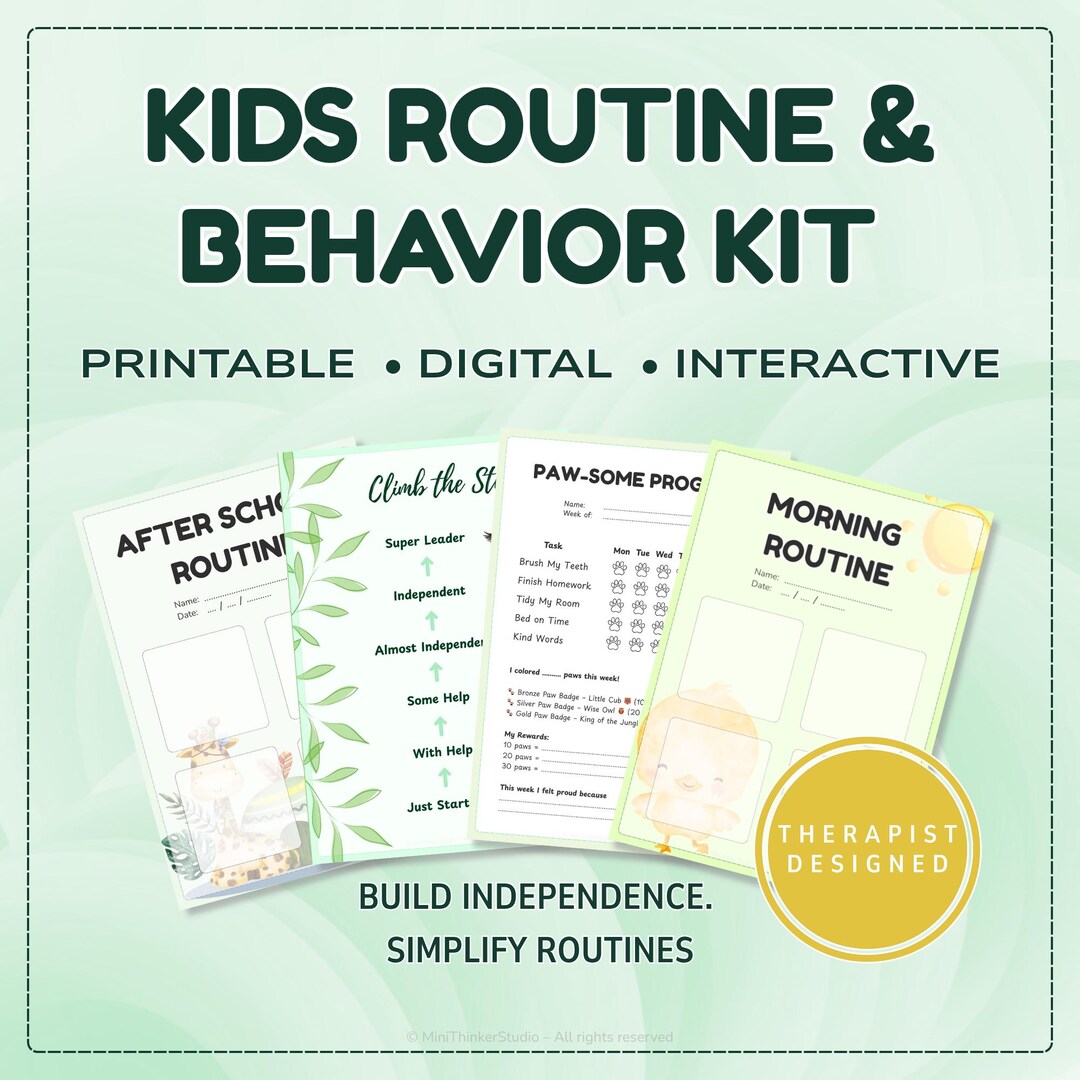 Kids Routine & Behavior Toolkit | Interactive Charts, Cards, Editable ...