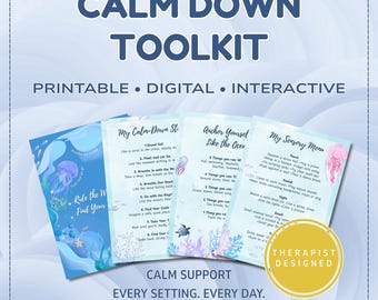 Calm Down Toolkit - Printable & Digital Interactive SEL Bundle for Therapy, Classroom and Home
