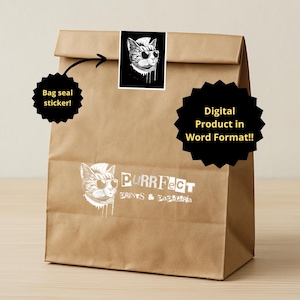 Pegatinas personalizables para decorar bolsas de pequeñas empresas – Plantilla editable de Word – Añade tu logotipo – Descarga instantánea