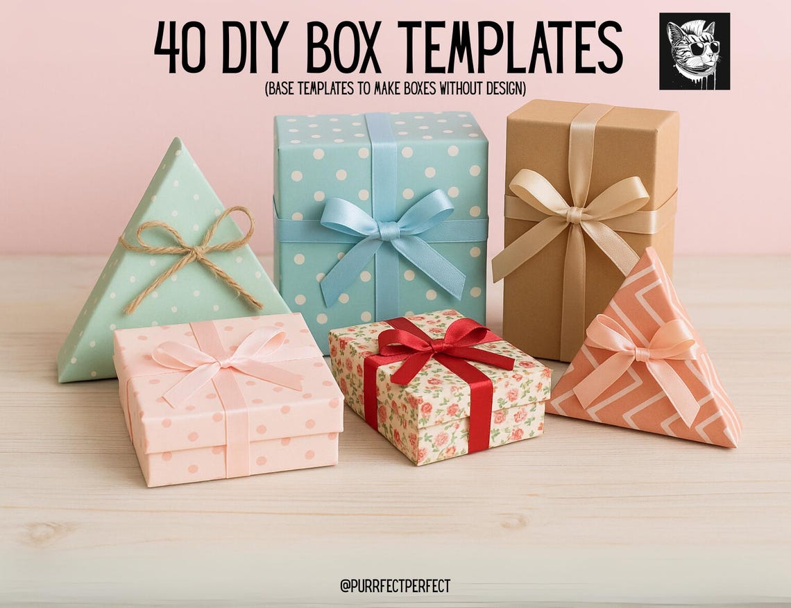40 DIY Box Templates, Printable Cut and Fold Guides, Editable PDF ...