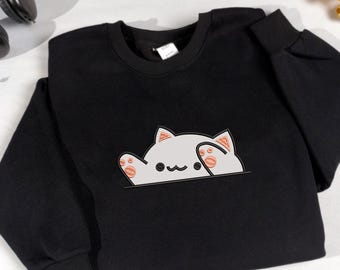 Embroidered Cute Cat Sweatshirt or Hoodie, Gift Shirt For Gamer