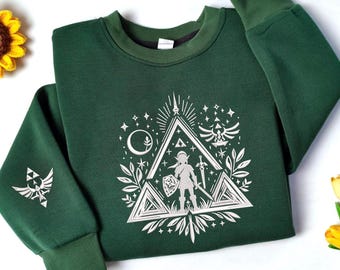 Legend of Zelda Embroiderey Sweatshirt and Hoodie, Breath of the Wild Shirt, Gift for Gamer