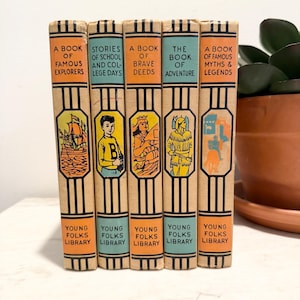 Vintage Children&#39;s Books Young Folks Library classics pretty old books vintage Myth and Legends vintage school days books vintage adventure
