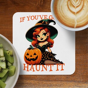 Witch Pumpkin Halloween Coaster: Spooky Party Decor