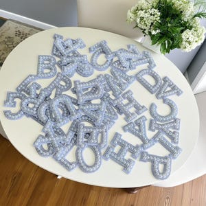 Patch de estampagem a quente com letras de pérolas faça você mesmo, costura de patch de letras, patch de transferência de calor com letras de pérolas, patch de transferência de calor com letras, patch de letras