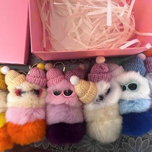 Purse Plush Keychain, Cartoon cute pet plush doll key chain pendant girly doll keychain backpack pendants souvenir doll pendants