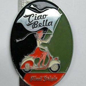 Vintage Vespa Lambretta CIAO BELLA Rally Emblem Badge Plakette Faro Placca Plakette