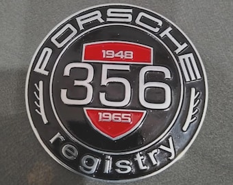 Insignia de registro del Porsche 356 vintage, hecha a mano, 1948-1965, emblema clásico de Porsche Duralium para coleccionistas.