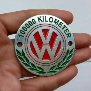 Vintage Volkswagen Emblem Badge 100000 Km VW Placca plakete