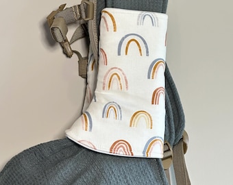 Neutral Rainbow Curved Machine Washable Suckpads for Happy Baby Carriers, Sakura Bloom, Ergo, Tula, Kinderpack, Hope and Plum