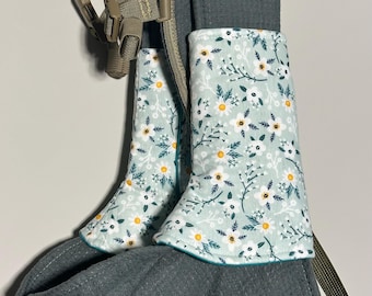 Aqua Floral Curved Machine Washable Suckpads for Happy Baby Carriers, Sakura Bloom, Ergo, Tula, Kinderpack, Hope and Plum