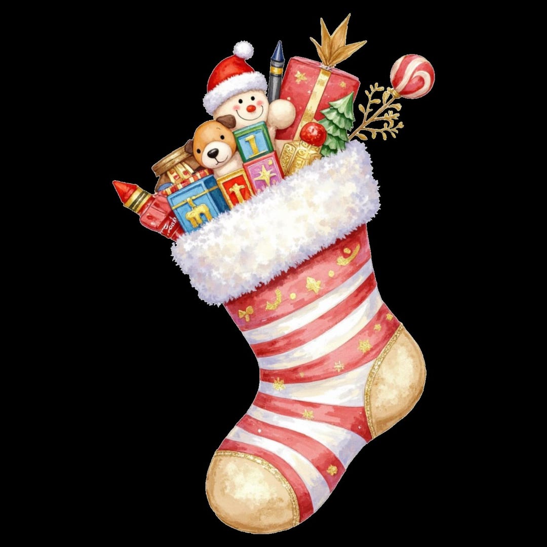 Christmas Stocking Clipart Set –24 PNG and Jpeg Festive Scrapbook ...