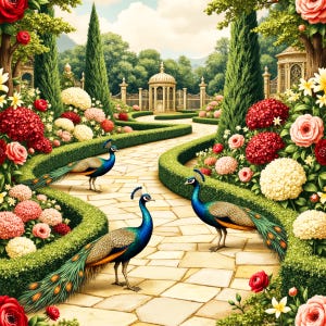 Peacock Victorian Garden digitale plakboekpagina&#39;s (digitale download)