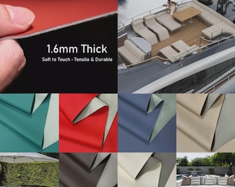 100% Silicone Marine Vinyl Fabric Weather & UV Resistant Heavy Duty Outdoor Upholstery Faux Leather, 1.6mm Thick by Yd