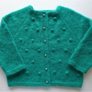 KIDS MOHAIR Popcorn CARDIGAN Hand Knitted Size 4-5 years imagem 1