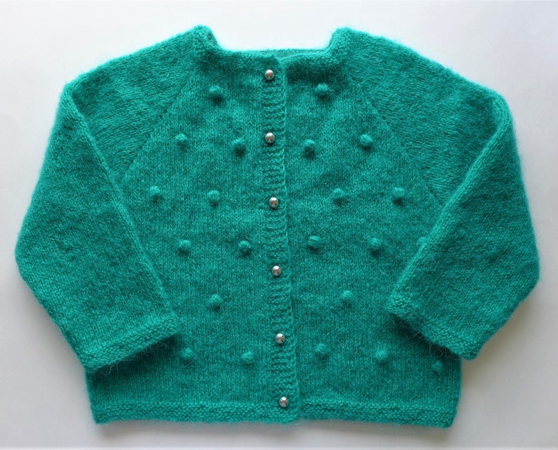 KIDS MOHAIR Popcorn CARDIGAN Hand Knitted Size 4-5 years imagem 1
