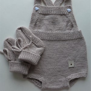 Set of BABY ROMPER and BOOTIES Hand knitted Baby Merino Wool 6-9 months