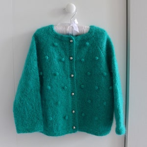 KIDS MOHAIR Popcorn CARDIGAN Hand Knitted Size 4-5 years imagem 2