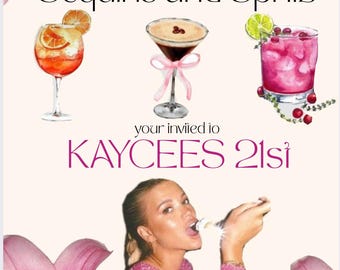 Invitación de cumpleaños - lentejuelas y spritz