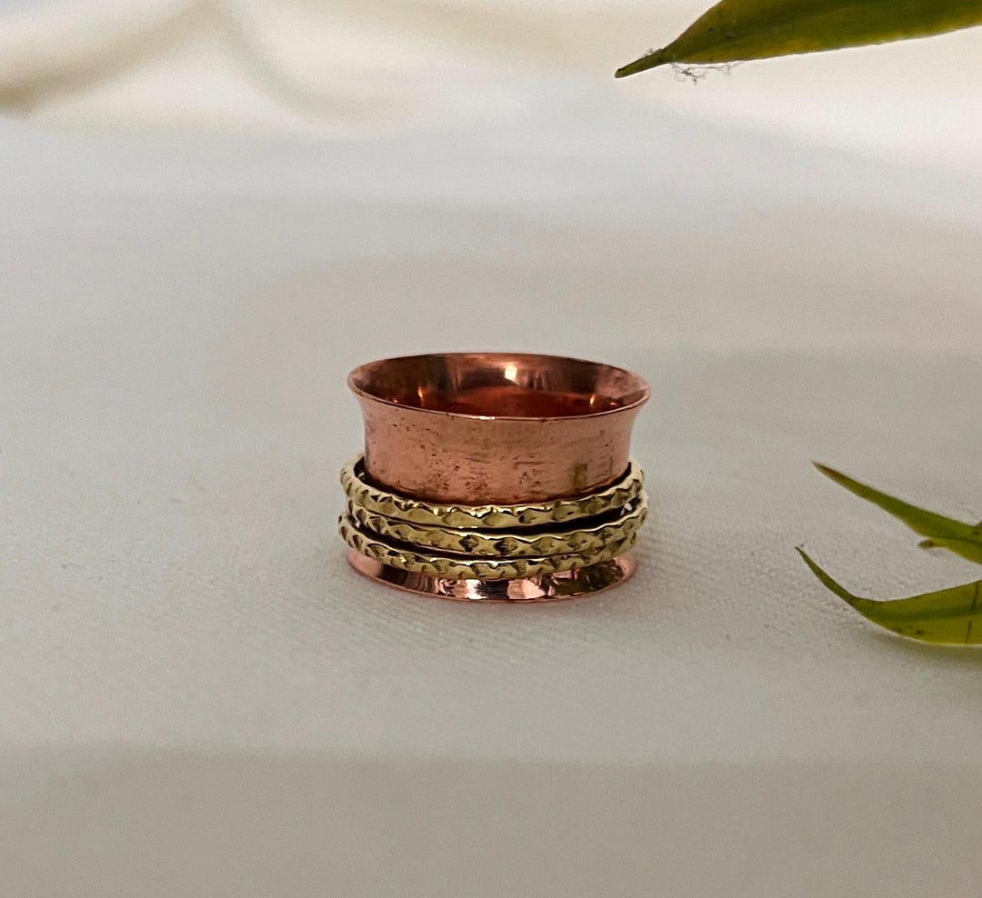 Solid Handmade Pure Copper Spinner Ring: Artisan Copper Band Celestial ...