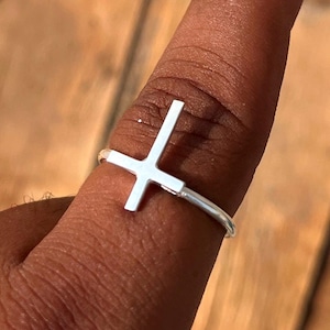 Cross Ring- 925 Sterling Silver Ring - Cross Silver Plain Ring - Faith Gift - Handmade Stacking Ring - Christian Ring - Silver Cross Jewelry