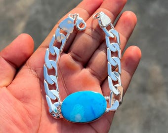 Pendentif En Argent Sterling Avec Turquoise Naturelle D'Arizona – 8,15 Carats – Certifié AGI – Fait Main