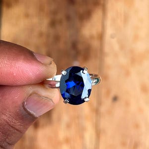 Elegant Blue Sapphire Sterling Silver Ring - September Birthstone Jewelry - Silver Blue Gemstone Ring-Minimalist Ring -  Ring for Wedding